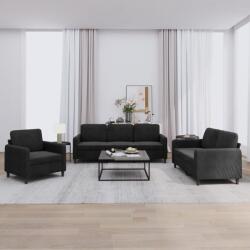 vidaXL Set de canapele, 3 piese, negru, catifea GartenMobel Dekor (3201939) Canapea