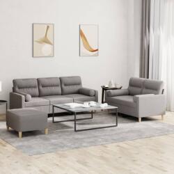 vidaXL Set de canapele cu perne, 3 piese, gri taupe, textil GartenMobel Dekor (3201631) Canapea