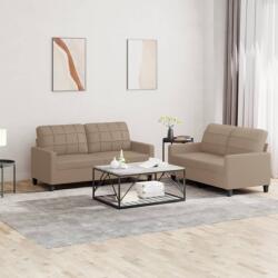 vidaXL Set de canapele cu perne, 2 piese, cappuccino, piele ecologica GartenMobel Dekor (3201362) Canapea