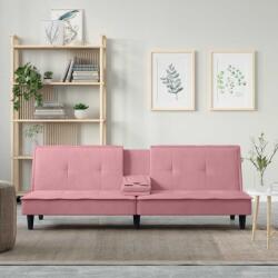 vidaXL Canapea extensibila cu suporturi de pahare, roz, catifea GartenMobel Dekor (351923) Canapea