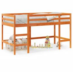 vidaXL Pat etajat copii cu scara maro ceruit 90x190 cm lemn masiv pin GartenMobel Dekor (852399)