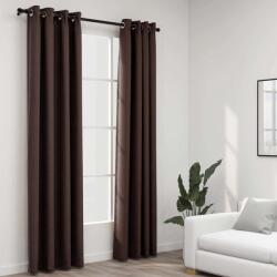 vidaXL Perdele opace aspect panza ocheti 2 buc. gri taupe 140x225 cm GartenMobel Dekor (321201)