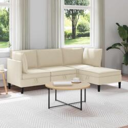 vidaXL Set de mobilier pentru living 4 pcs Crem Tesatura GartenMobel Dekor (3413780) Canapea