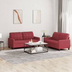 vidaXL Set de canapele cu perne, 2 piese, rosu vin, piele ecologica GartenMobel Dekor (3201361) Canapea
