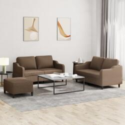 vidaXL Set de canapele cu perne, 3 piese, maro, textil GartenMobel Dekor (3201813) Canapea