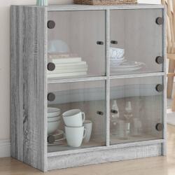 vidaXL Dulap lateral cu usi din sticla, gri sonoma, 68x37x75, 5 cm GartenMobel Dekor (836383) Comoda