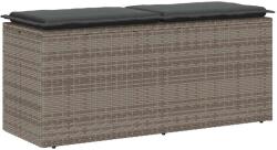 vidaXL Banca de gradina cu perna gri 110x40x44 cm polirattan GartenMobel Dekor (4104147)