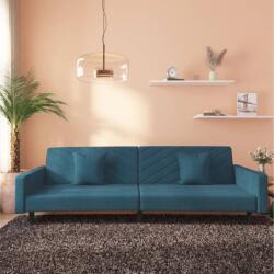 vidaXL Canapea extensibila cu 2 locuri, 2 perne, albastru, catifea GartenMobel Dekor (375917) Canapea