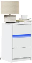 vidaXL Noptiera cu lumini LED, alb, lemn prelucrat GartenMobel Dekor (852012)