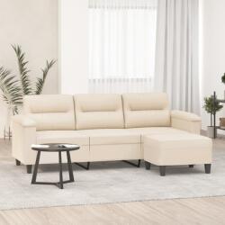 vidaXL Canapea cu 3 locuri si taburet, bej, 180 cm, microfibra GartenMobel Dekor (3201236) Canapea