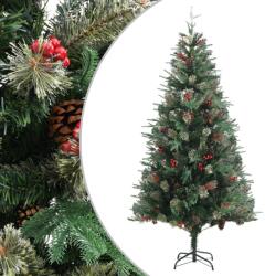 vidaXL Brad de Craciun cu conuri de pin, verde, 225 cm, PVC&PE GartenMobel Dekor (340528)