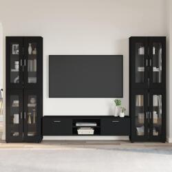 vidaXL Set comoda TV cu sertar cu usa FLORIN 3 pcs Negru Lemn compozit GartenMobel Dekor (3397985)