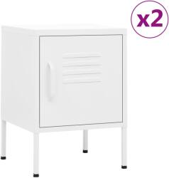 vidaXL Noptiere, 2 buc. , alb, 35x35x51 cm, otel GartenMobel Dekor (3095213)