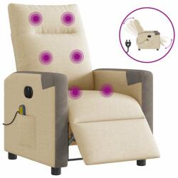 vidaXL Fotoliu electric de masaj rabatabil, crem, textil GartenMobel Dekor (3324088)