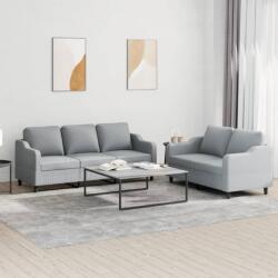 vidaXL Set de canapele cu perne, 2 piese, gri deschis, textil GartenMobel Dekor (3201834) Canapea
