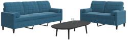 vidaXL Set de canapele cu perne/rulouri, 2 piese, albastru, catifea GartenMobel Dekor (3278420) Canapea