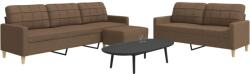vidaXL Set de canapele cu taburet, 3 piese, maro, textil GartenMobel Dekor (3278330) Canapea