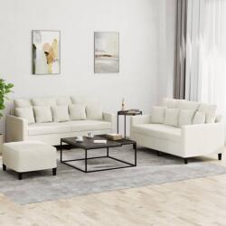 vidaXL Set de canapele cu perne, 3 piese, crem, catifea GartenMobel Dekor (3201718) Canapea