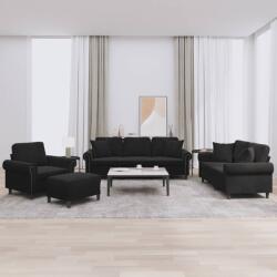 vidaXL Set de canapele cu perne, 4 piese, negru, catifea GartenMobel Dekor (3202205) Canapea