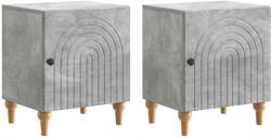 vidaXL Set 2 noptiere gri beton cu usa, 43 x 34, 5 x 50 cm, stil modern (894112)