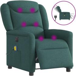 vidaXL Fotoliu electric de masaj rabatabil, verde închis, textil GartenMobel Dekor (3303190)