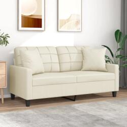 vidaXL Canapea cu 2 locuri cu pernute, crem, 140 cm, piele ecologica GartenMobel Dekor (3200804) Canapea