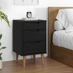 vidaXL Noptiera neagra 40x35x65 cm din lemn masiv de pin, 3 sertare (42020933)