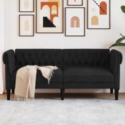 vidaXL Canapea Chesterfield cu 2 locuri, negru, material textil GartenMobel Dekor (372549) Canapea