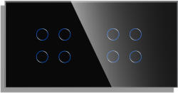 Luxion Panou Intrerupator Cvadruplu + Cvadruplu cu Touch din Sticla LUXION SmartElectro IntelligentHouse (LX-GP036B-FL)