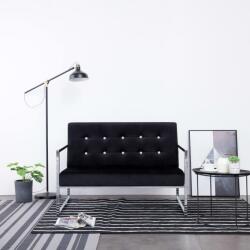 vidaXL Canapea cu 2 locuri cu brate, negru, crom si catifea GartenMobel Dekor (282163) Canapea