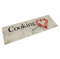 vidaXL Covor bucatarie lavabil, text Cooking/ardei, 60x180 cm, catifea GartenMobel Dekor (4005624) Pres