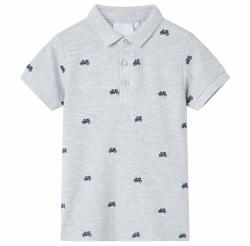 vidaXL Tricou polo pentru copii, gri melanj, 128 GartenMobel Dekor (12167)