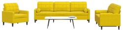 vidaXL Set de canapele cu perne/rulouri, 3 piese, galben, catifea GartenMobel Dekor (3278457) Canapea