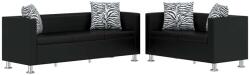 vidaXL Set canapele 3 locuri si 2 locuri, negru, piele artificiala GartenMobel Dekor (272178) Canapea