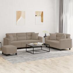 vidaXL Set de canapele cu perne, 3 piese, gri taupe, microfibra GartenMobel Dekor (3202356) Canapea