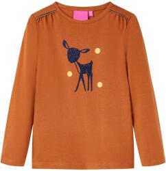 vidaXL Tricou pentru copii cu maneci lungi, coniac, 128 GartenMobel Dekor (13527)