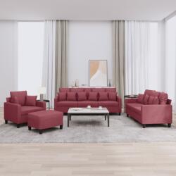vidaXL Set canapea cu perne, 4 piese, rosu vin, material textil GartenMobel Dekor (3201646) Canapea