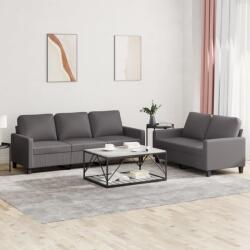 vidaXL Set de canapele cu perne, 2 piese, gri, piele ecologica GartenMobel Dekor (3201420) Canapea