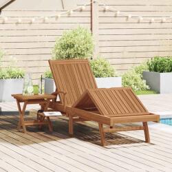 vidaXL Sezlong cu perna 1-persoana 2 pcs Maro Lemn solid de tec GartenMobel Dekor (42008013)
