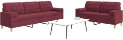 vidaXL Set canapea cu perne, 2 piese, rosu vin, material textil GartenMobel Dekor (3278341) Canapea