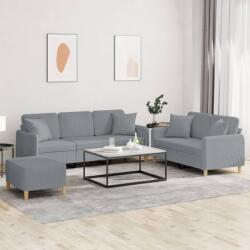vidaXL Set de canapele cu perne, 3 piese, gri deschis, textil GartenMobel Dekor (3202142) Canapea