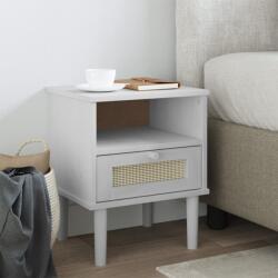 vidaXL Noptiera SENJA, aspect ratan alb, 40x35x48 cm, lemn masiv pin GartenMobel Dekor (358011)