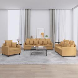 vidaXL Set de canapele cu perne, 3 piese, maro, catifea GartenMobel Dekor (3201687) Canapea