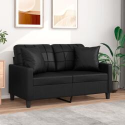 vidaXL Canapea cu 2 locuri cu pernute, negru, 120 cm, piele ecologica GartenMobel Dekor (3200798) Canapea