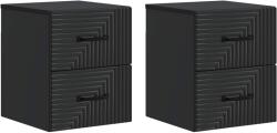 vidaXL Set 2 noptiere suspendate negre, 34, 5 x 33 x 40 cm, cu 4 sertare (898638)