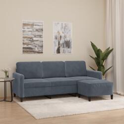 vidaXL Canapea cu 3 locuri si taburet, gri închis, 180 cm, catifea GartenMobel Dekor (3201175) Canapea