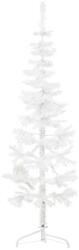 vidaXL Jumatate brad de Craciun subtire cu suport, alb, 150 cm GartenMobel Dekor (344565)