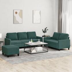 vidaXL Set de canapele cu perne, 3 piese, verde închis, catifea GartenMobel Dekor (3201528) Canapea