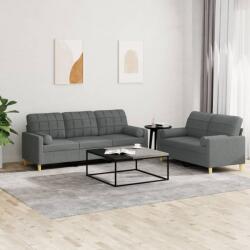 vidaXL Set de canapele cu perne, 2 piese, gri închis, material textil GartenMobel Dekor (3201323) Canapea
