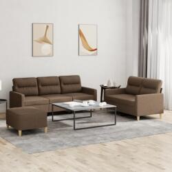 vidaXL Set de canapele cu perne, 3 piese, maro, textil GartenMobel Dekor (3201611) Canapea